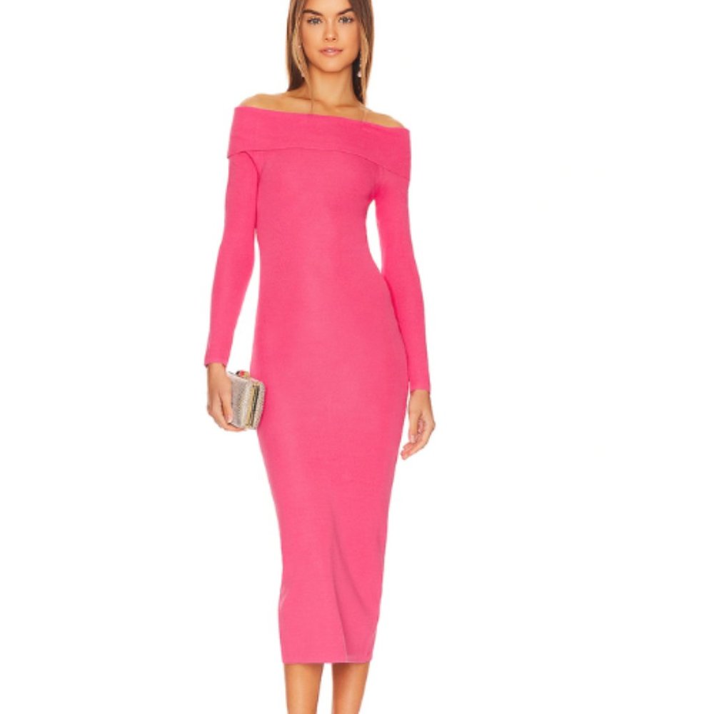 Bardot Off Shoulder Knit Dress in Petal Pink NWT Size Small